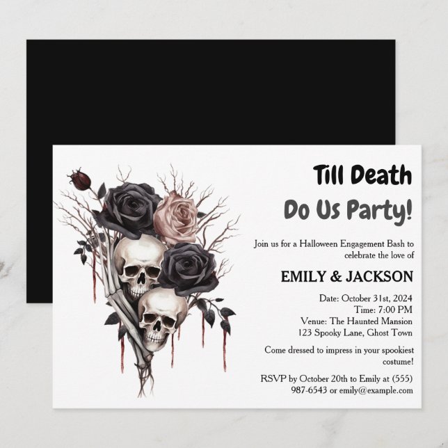 Invitation Partie d'engagement Halloween (Devant / Derrière)