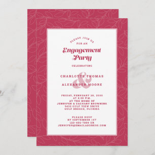Invitation Partie d'engagement Magenta Rouge moderne Décontra