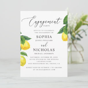 Invitation Partie d'engagement mariage citron d'aquarelle