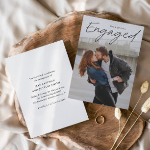 Invitation Partie d'engagement Mariage photo de script modern