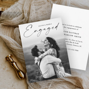 Invitation Partie d'engagement Mariage photo de script modern