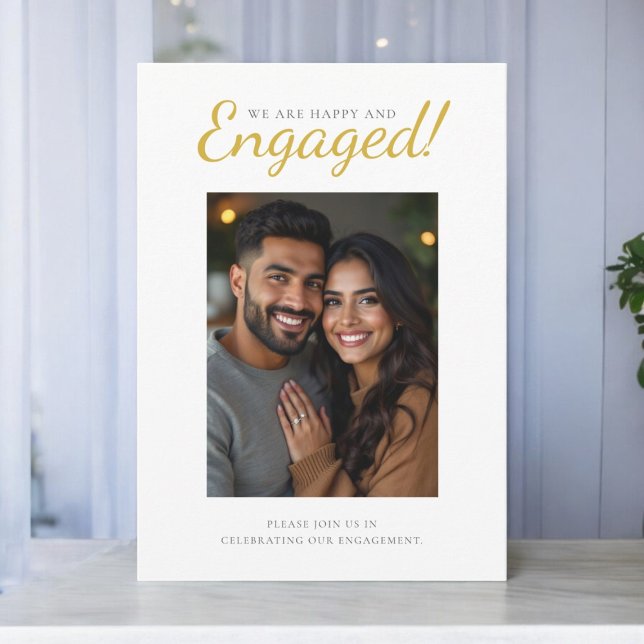 Invitation partie d'engagement mariage photo simple et modern (Cute modern simple photo engagement part invitation)
