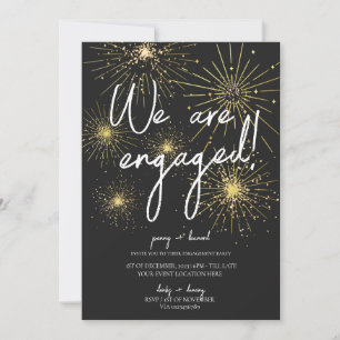 Invitation Partie d'engagement minimaliste Black Gold Firewor