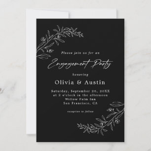Invitation Partie d'engagement minimaliste de script noir mod
