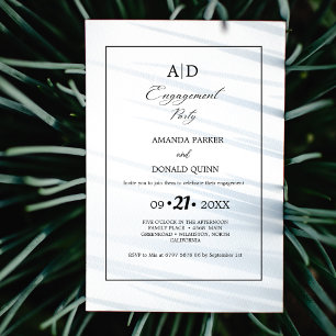 Invitation Partie d'engagement minimaliste en noir et blanc