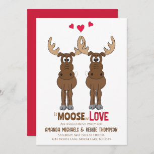 Invitation Partie d'engagement Moose Cute QR Code Facebook