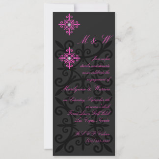 Invitation Partie d'engagement noire et rose sophistiquée