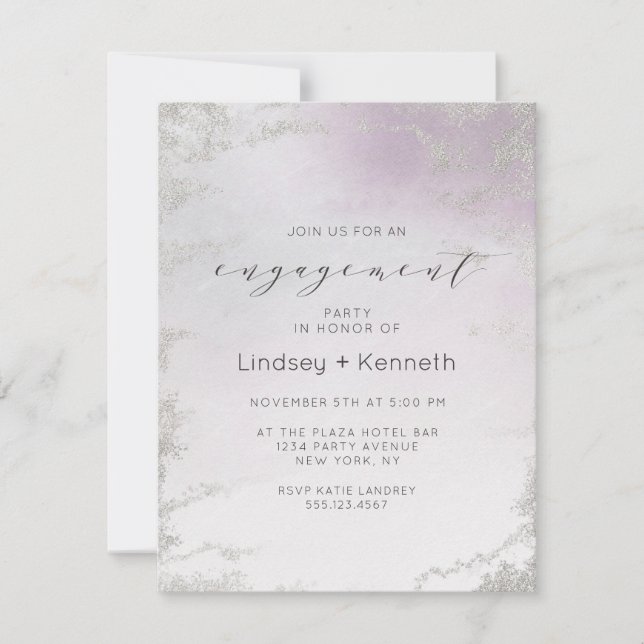 Invitation Partie d'engagement Ombre Light Purple Silver (Devant)