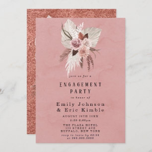 Invitation Partie d'engagement Pampas Tropicale de Blush et d