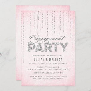 Invitation Partie d'engagement Parties scintillant rose et ar