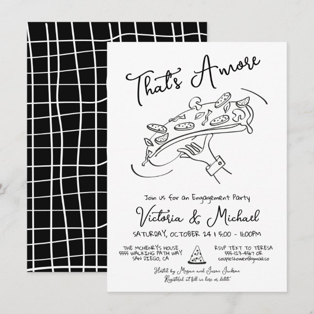 Invitation Partie d'engagement Pizza Toss (Devant / Derrière)