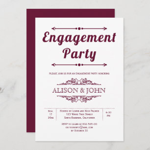 Invitation partie d'engagement pour la typographie bordeaux v
