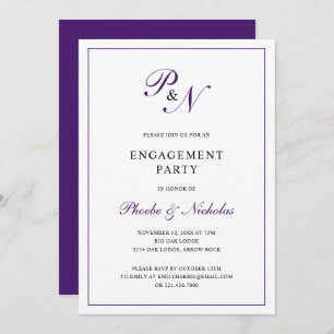 Invitation Partie d'engagement pour le Monogramme violet offi