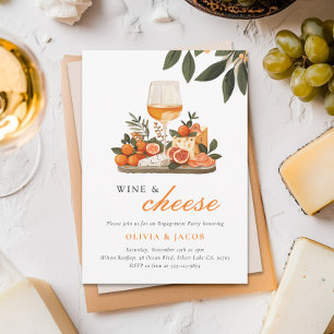 Invitation Partie d'engagement pour le vin et le fromage
