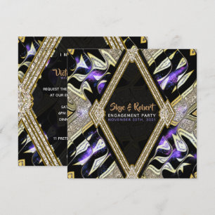 Invitation Partie d'engagement pour l'or et le glamour noir v