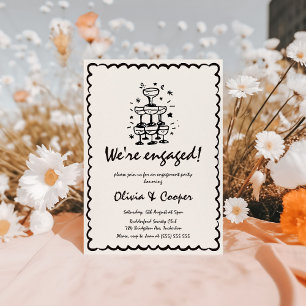 Invitation Partie d'engagement rétro à main unique