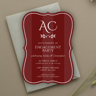 Invitation Partie d'engagement rouge en bois de rose rayé Mon