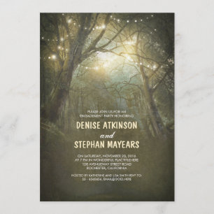 Invitation Partie d'engagement Russe Woodland String Lights