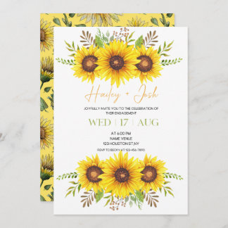 Invitation Partie d'engagement, Tournesol, Mariage vert jaune