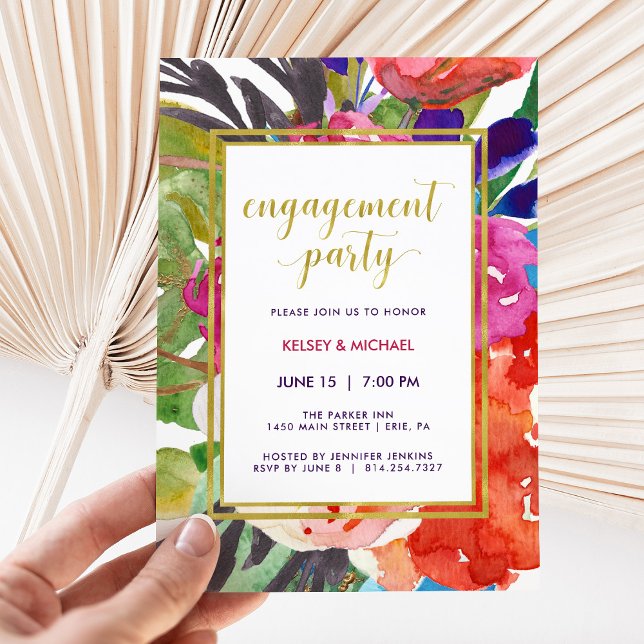 Invitation Partie d'engagement tropicale colorée (Créateur téléchargé)