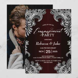 Invitation Partie d'engagement White Lace Bourgogne