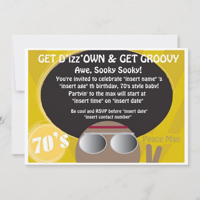 Invitation partie des années 70 (Devant)