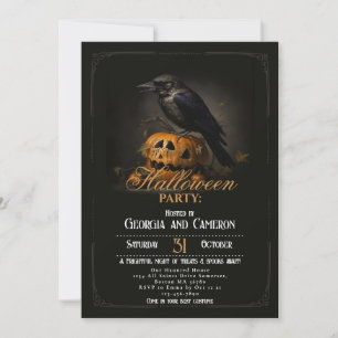 Invitation Partie d'Halloween gothique du corbeau et du Citro