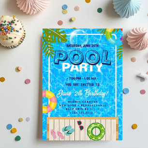 Invitation Partie du pool Nage Anniversaire