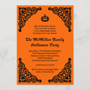 Invitation Partie élégante de costume de Halloween de