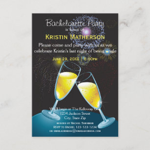 Invitation Partie en verre Fireworks-3x5 Bachelorette de