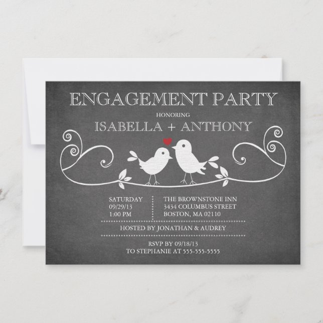 Invitation Partie ENGAGEMENT des Inséparables vintages du tab (Devant)