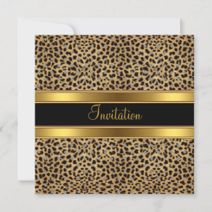 Invitation Partie Exotique Leopard Gold Noir
