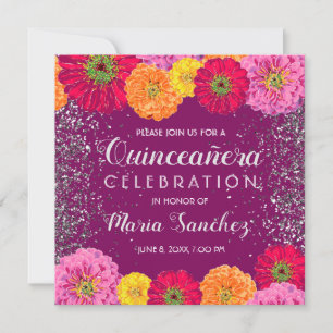 Invitation Partie florale de pourpre de parties scintillantes