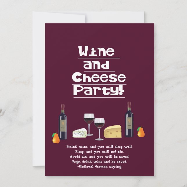 Invitation Partie-Fromage de vin et de fromage, bouteilles de (Devant)