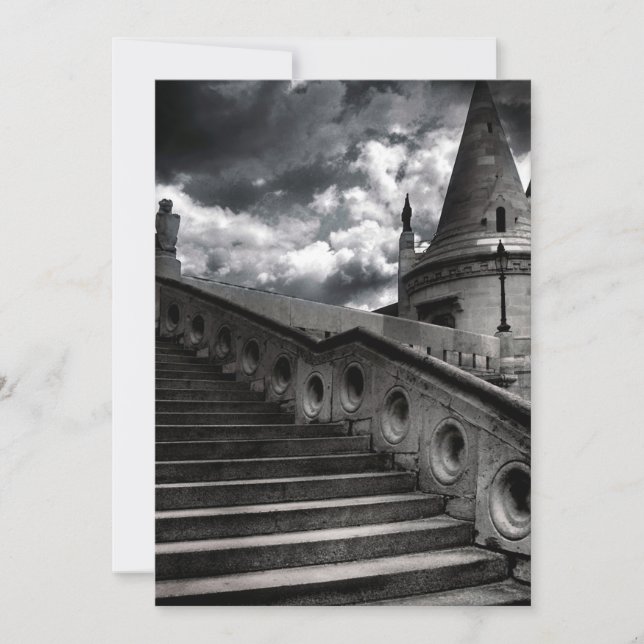 Invitation Partie gothique noire et blanche de Halloween de (Devant)