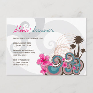 Invitation Partie hawaïenne d'été de Luau de ketmie tropicale