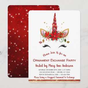 Invitation Partie mignonne d'échange d'ornement de Noël de