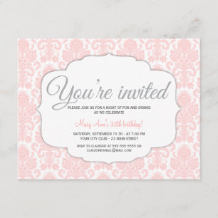 Invitation Partie moderne de rose de damassé