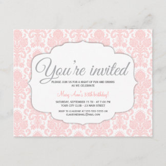 Invitation Partie moderne de rose de damassé