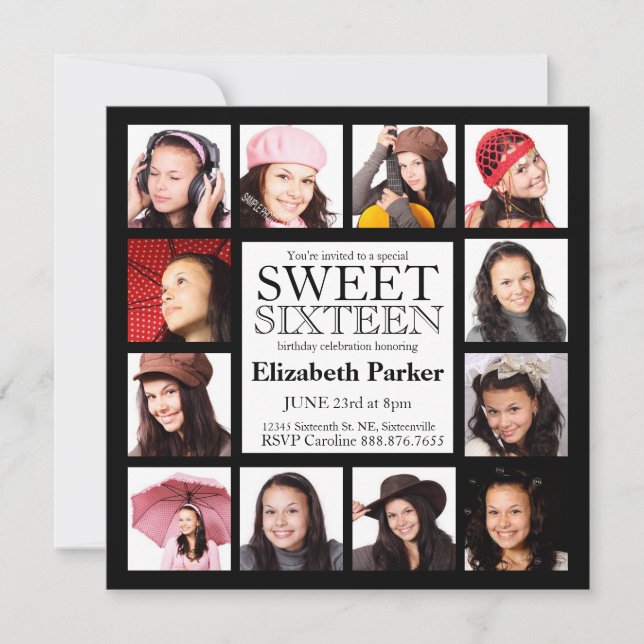 Invitation Partie multi de sweet sixteen de photo (Devant)