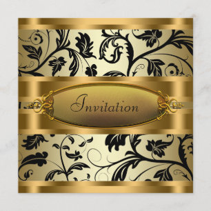 Invitation Partie noire d'or de vignes noires de remous