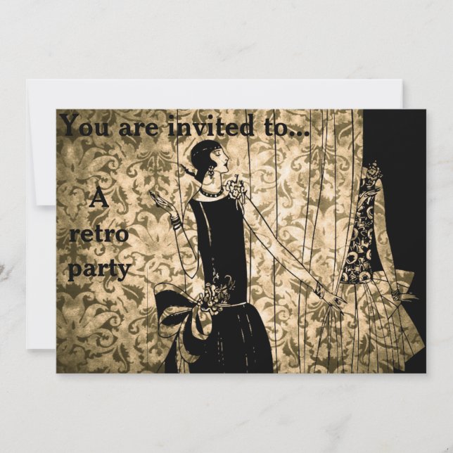 Invitation Partie orientée de damassé des rétros années 1930 (Devant)