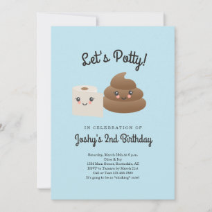Invitation Partie personnalisée Kawaii Poop & TP (Papier toil