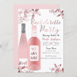 Invitation Partie rose de Bachelorette de fleurs de vin et