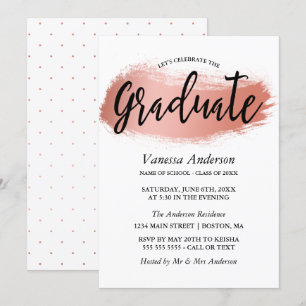 Invitation Partie rose de graduation de la brosse d'or