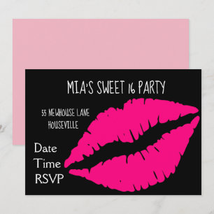 Invitation Partie rose de sweet sixteen de maquillage de