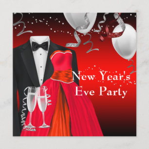 Invitation Partie rouge d'Ève de nouvelles années de robe de