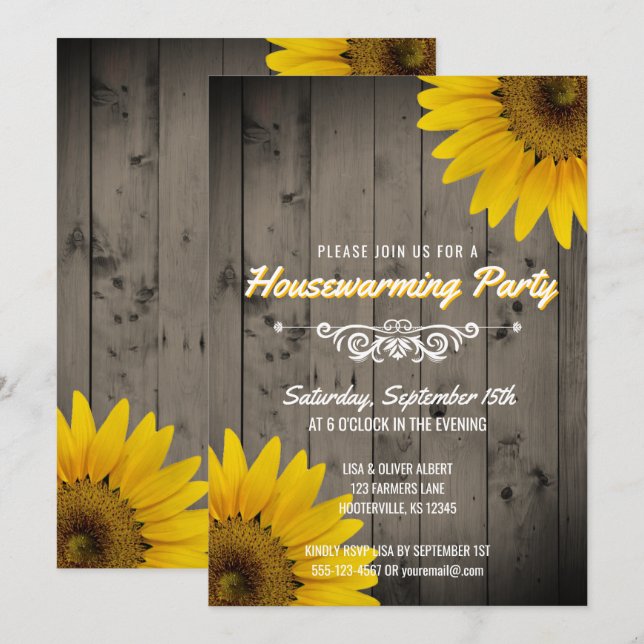 Invitation Partie rustique de pendaison de crémaillère de (Devant / Derrière)