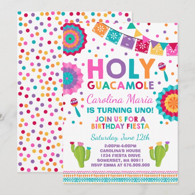 Invitation Partie sainte de guacamole d'invitation (Devant / Derrière)
