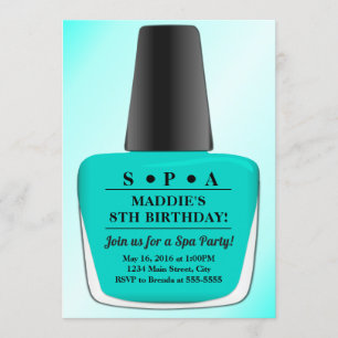 Invitation Partie turquoise de spa d'invitation